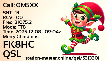 QSL Card for FK8HC QSO with OM5XX