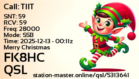 QSL Card for FK8HC QSO with TI1T