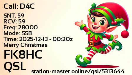 QSL Card for FK8HC QSO with D4C