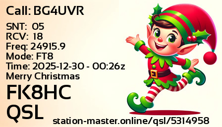 QSL Card for FK8HC QSO with BG4UVR
