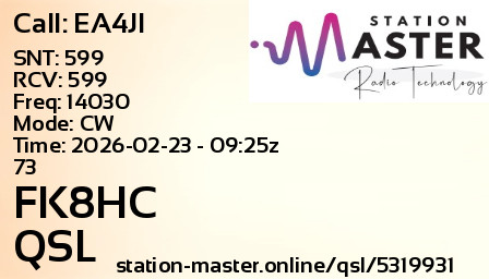 QSL Card for FK8HC QSO with EA4JI