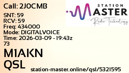 QSL Card for M1AKN QSO with 2J0CMB