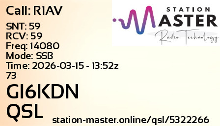 QSL Card for GI6KDN QSO with R1AV