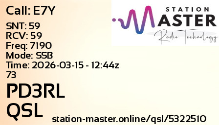 QSL Card for PD3RL QSO with E7Y