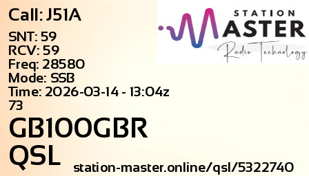 QSL Card for GB100GBR QSO with J51A