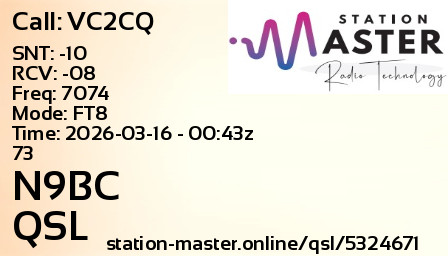 QSL Card for N9BC QSO with VC2CQ