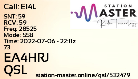 QSL Card for EA4HRJ QSO with EI4L