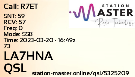 QSL Card for LA7HNA QSO with R7ET