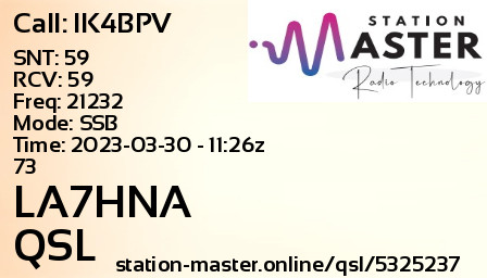QSL Card for LA7HNA QSO with IK4BPV