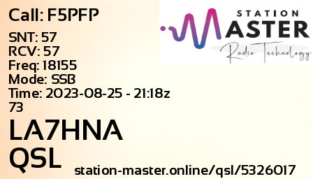 QSL Card for LA7HNA QSO with F5PFP