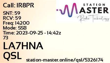QSL Card for LA7HNA QSO with IR8PR