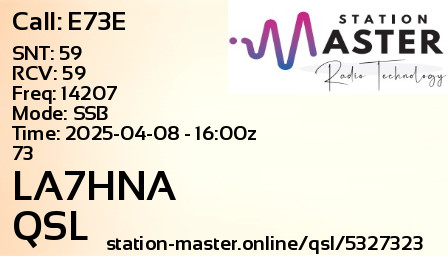 QSL Card for LA7HNA QSO with E73E