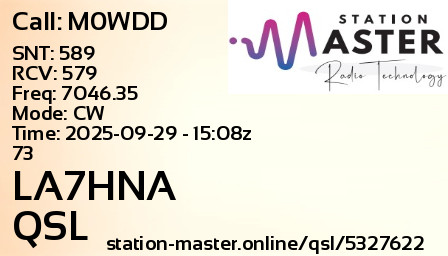 QSL Card for LA7HNA QSO with M0WDD