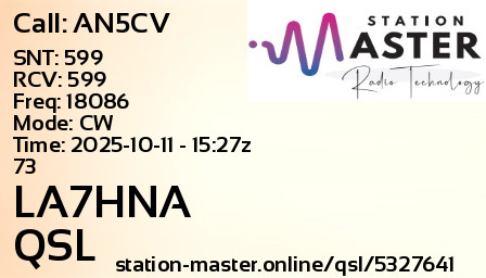 QSL Card for LA7HNA QSO with AN5CV