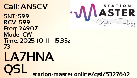 QSL Card for LA7HNA QSO with AN5CV