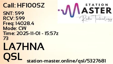 QSL Card for LA7HNA QSO with HF100SZ