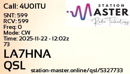QSL Card for LA7HNA QSO with 4U0ITU