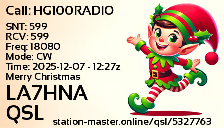 QSL Card for LA7HNA QSO with HG100RADIO