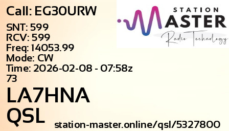 QSL Card for LA7HNA QSO with EG30URW