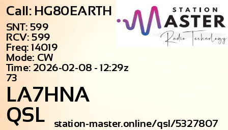 QSL Card for LA7HNA QSO with HG80EARTH
