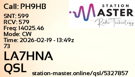QSL Card for LA7HNA QSO with PH9HB