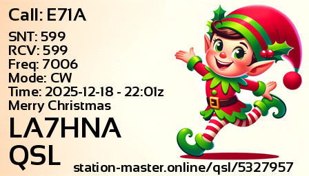 QSL Card for LA7HNA QSO with E71A