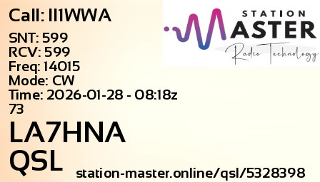 QSL Card for LA7HNA QSO with II1WWA