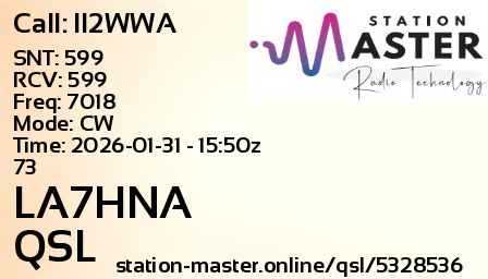 QSL Card for LA7HNA QSO with II2WWA