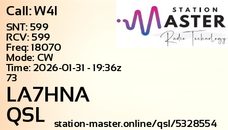 QSL Card for LA7HNA QSO with W4I