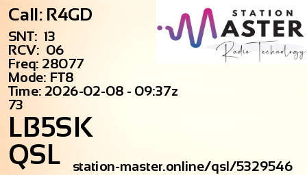 QSL Card for LB5SK QSO with R4GD