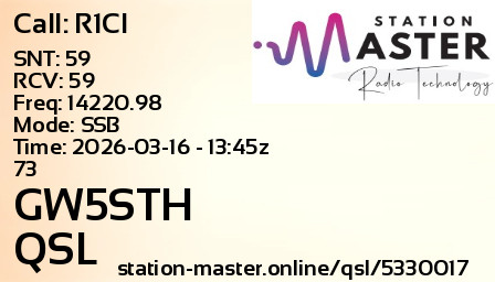 QSL Card for GW5STH QSO with R1CI