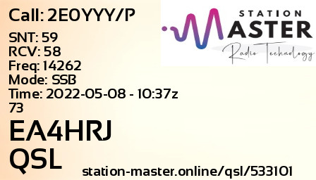 QSL Card for EA4HRJ QSO with 2E0YYY/P