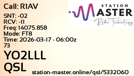 QSL Card for YO2LLL QSO with R1AV