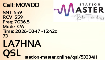 QSL Card for LA7HNA QSO with M0WDD