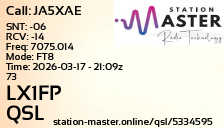 QSL Card for LX1FP QSO with JA5XAE