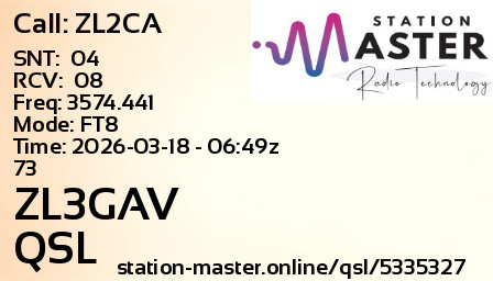 QSL Card for ZL3GAV QSO with ZL2CA
