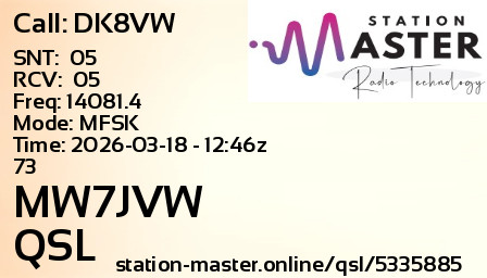 QSL Card for MW7JVW QSO with DK8VW