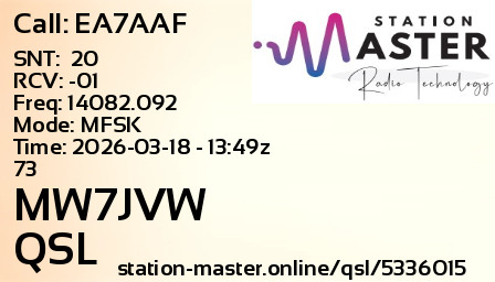 QSL Card for MW7JVW QSO with EA7AAF