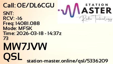 QSL Card for MW7JVW QSO with OE/DL6CGU