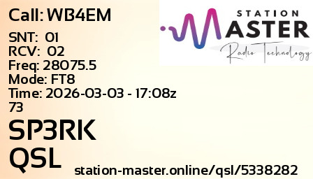 QSL Card for SP3RK QSO with WB4EM