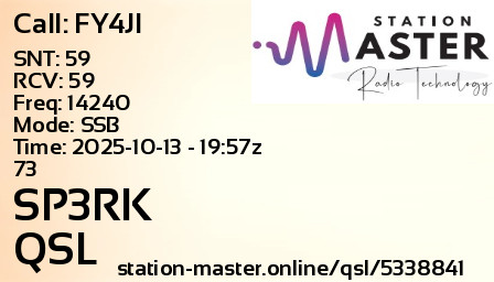 QSL Card for SP3RK QSO with FY4JI