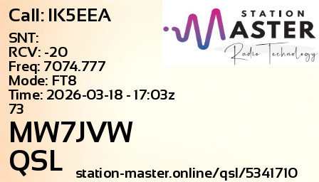 QSL Card for MW7JVW QSO with IK5EEA