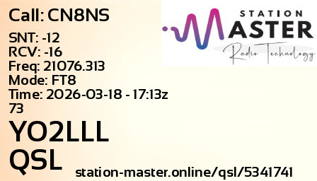QSL Card for YO2LLL QSO with CN8NS