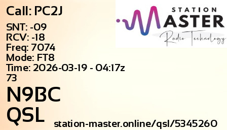 QSL Card for N9BC QSO with PC2J