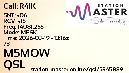 QSL Card for M5MOW QSO with R4IK