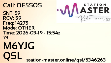 QSL Card for M6YJG QSO with OE5SOS