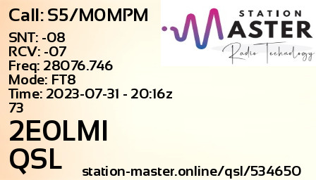 QSL Card for 2E0LMI QSO with S5/M0MPM