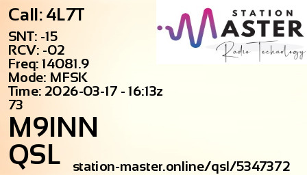 QSL Card for M9INN QSO with 4L7T