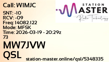 QSL Card for MW7JVW QSO with W1MJC