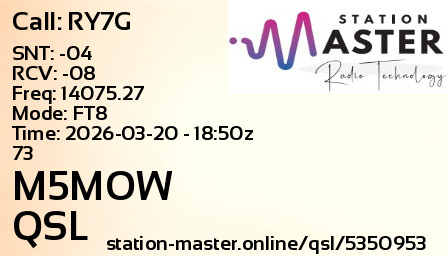 QSL Card for M5MOW QSO with RY7G
